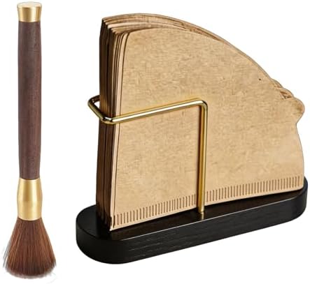 Coffee Filter Holder & Cleaning Brush Set (Black holder+Brush)
