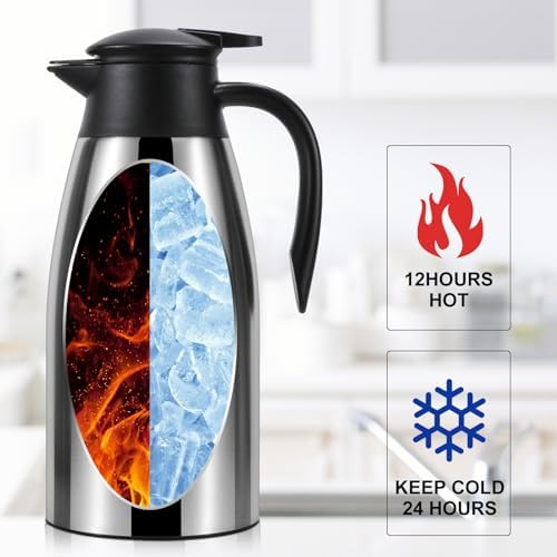 70 oz Thermal Coffee Carafe for keeping hot, Updated Carafe for hot