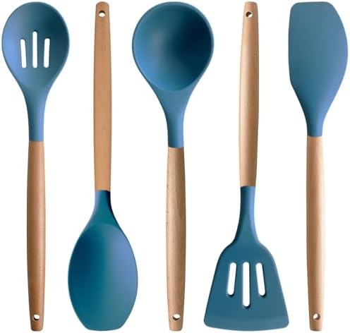 Silicone Kitchen Cooking Utensils Set 5Pcs Non-Stick Silicone Kitchen
