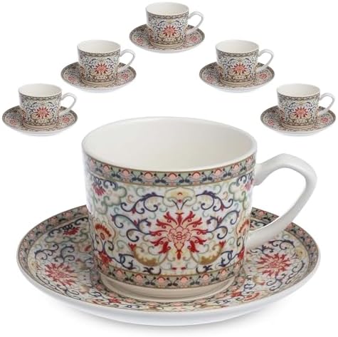 Zagara Home Arjin Porcelain Coffee Cup Set of 6, Espresso Cups and
