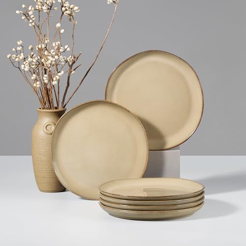 HaWare Stoneware Salad Plates Set of 6, 7.9” Heavy Duty Ceramic
