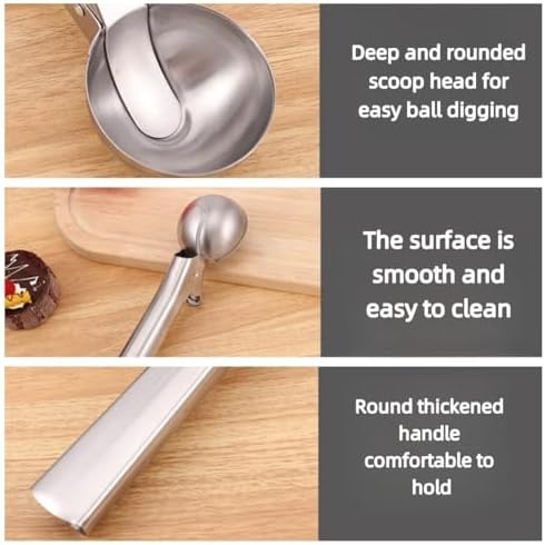 Stainless Steel Ice Cream Scoop 4-Piece Set, Ice Cream Scoops with