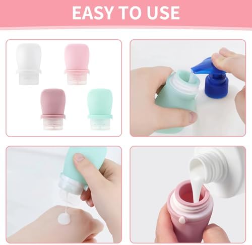 4 Pack 1oz Silicone Travel Bottles Leak Proof Squeeze Bottles For
