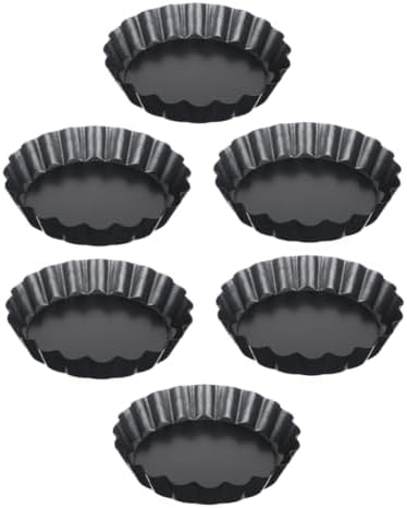 SHOWERORO 6 Piece round Carbon Steel Pie Tart Pan with Removable