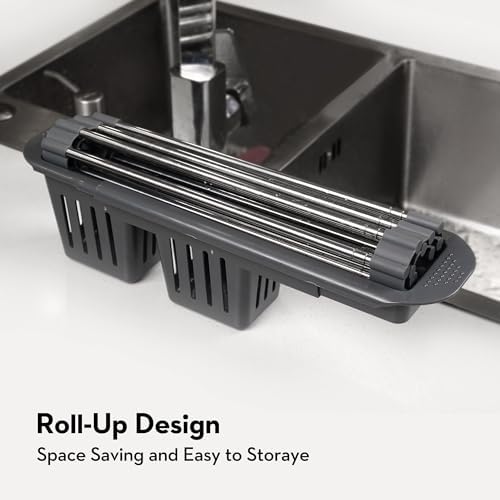 Roll Up Dish Drying Rack Over The Sink, 304 Stainless Stee Dish