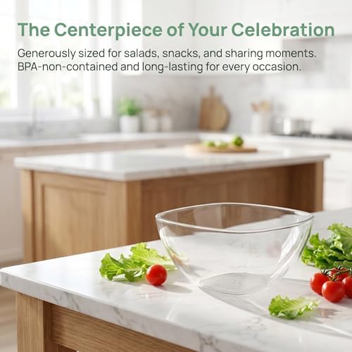 TOPZEA Set of 3 Clear Plastic Serving Bowls for Party, 94oz Acrylic