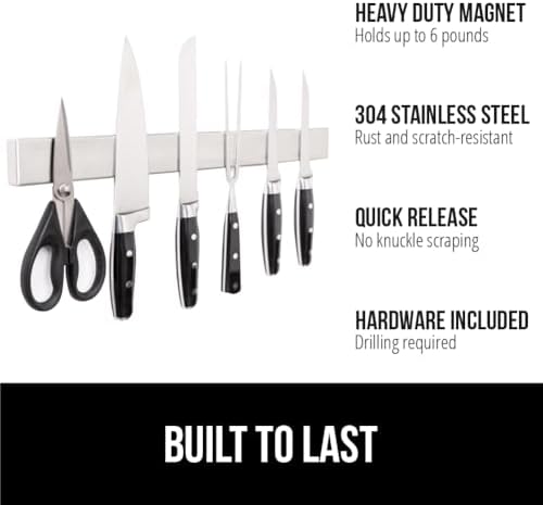 GORILLA GRIP 304 Stainless Steel Magnetic Knife Holder, 10 Inch