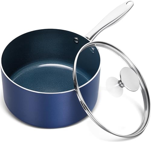 MICHELANGELO 3 Quart Saucepan with Lid, Nonstick Ceramic Sauce Pan