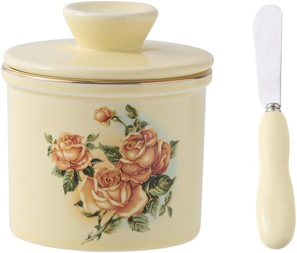 Ceramic Butter Dish with Airtight Lid - Farmhouse Style Butter Keeper