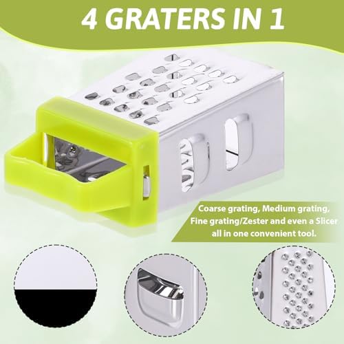 Ptwola 6 Pcs Mini Cheese Grater Stainless Steel Box Grater Fine Coarse