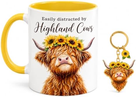 Hyturtle Highland Cow Coffee Mug, Cute Scottish Cow Gift For Women