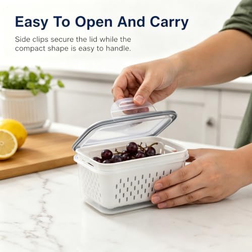 3-Piece Fruit Containers with Removable Colanders and Lids