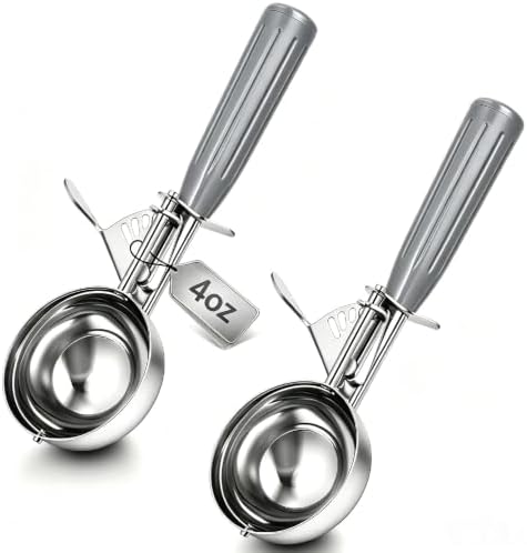 2 Pcs Cookie Scoop Ice Cream Scoop with Trigger Release 4 oz Stainless