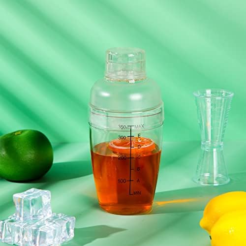 7 Pcs Plastic Cocktail Shaker Set Drink Mixer with Mark Clear Drink