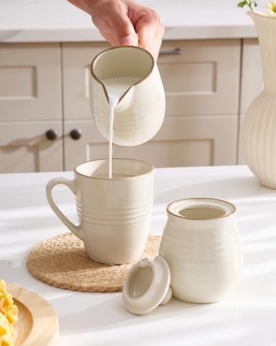 famiware 10oz Sugar Bowl & 13oz Creamer Set, Coffee Serving, Vanilla