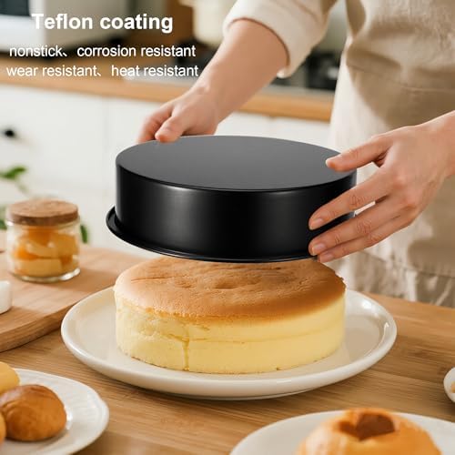 8 Inch Cake Pan, 3PCS Nonstick Baking Pans Set with 100PCS Parchment