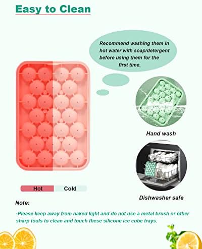 Silicone Ice Cube Molds 2 Pack, Round Ice Cube Tray Silicone with Lid