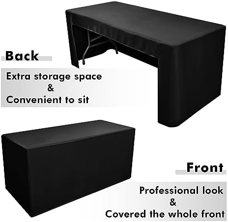 Black Tablecloths For 6 ft Rectangle Table With Open Back for Vendor