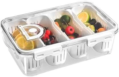 Food Organizer for Refrigerator Divided Transparent Keeper Container