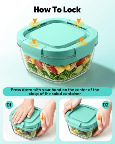 56oz Glass Salad Container with Airtight Lid