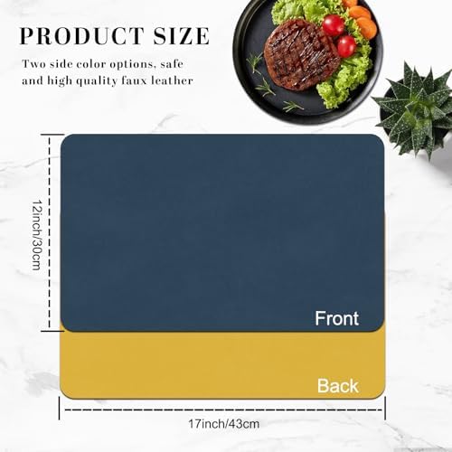 BLESWIN Faux Leather Placemats, PU Dining Table, Waterproof and Oil