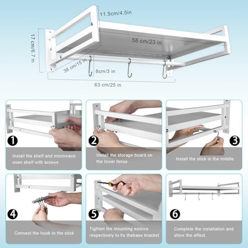ABCOOL Wall Mount Microwave Shelf, Black
