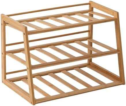 Honey-Can-Do 3-Tier Bamboo Water Bottle Organizer Rack - Stackable