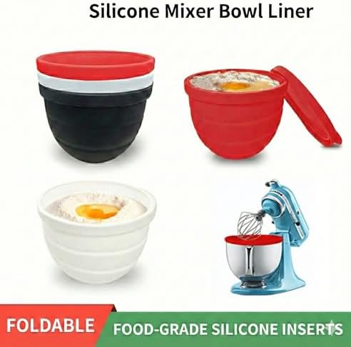 Foldable Silicone Bowl Liners with Lid for KitchenAid Mixer