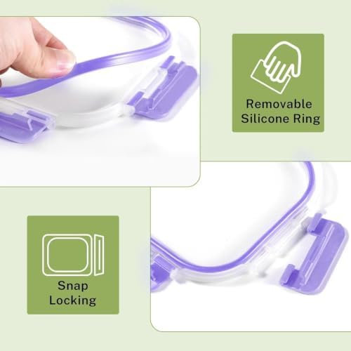 8 Pack Glass Food Storage Containers with Snap Locking Lids