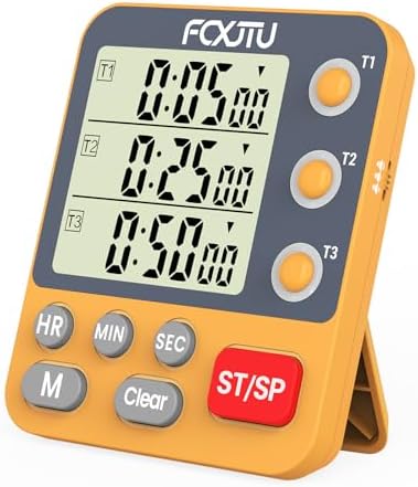 Digital Dual Triple Kitchen Timer, Orange