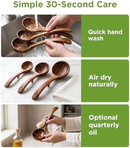 3-Size Teak Wooden Ladle Set