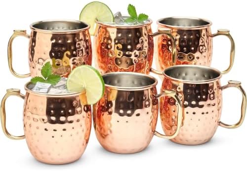 Kitchen Science Premium Hammered Copper Moscow w/Thumb Rest Mugs
