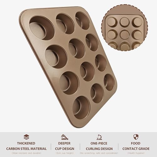 Satax Muffin Pan for Baking, Nonstick Cupcake Tin 12 Cup,sets of