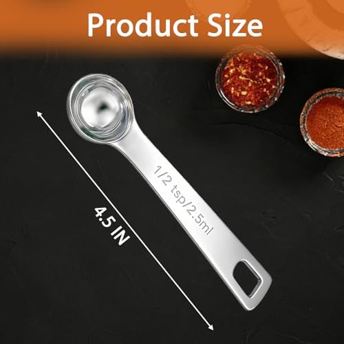 5PCS 1/2tsp(1/6tbsp, 2.5 ml) Measuring Spoon Teaspoons Stainless Steel