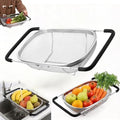 Over the Sink Colander, 6 Quart Stainless Steel Expandable Strainer