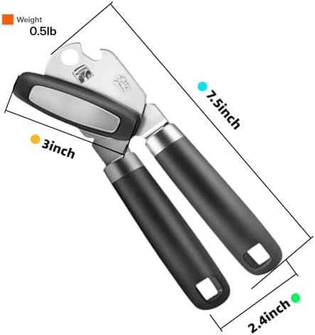 Heavy Duty Manual Can Opener, Stainless Steel, Black