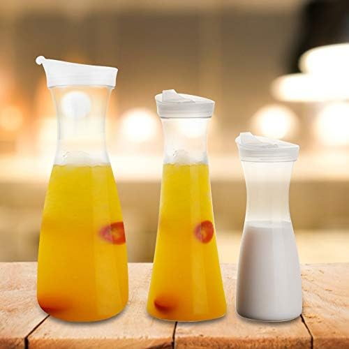 34oz Juice Bottle, Acrylic Transparent Water Carafe with Flip Top Lid