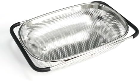Over the Sink Metal Strainer and Colander for Kitchen - Large Food