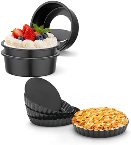 Beasea 6 Inch Round Baking Pan Set, Includes 3 Pack Carbon Steel Cake