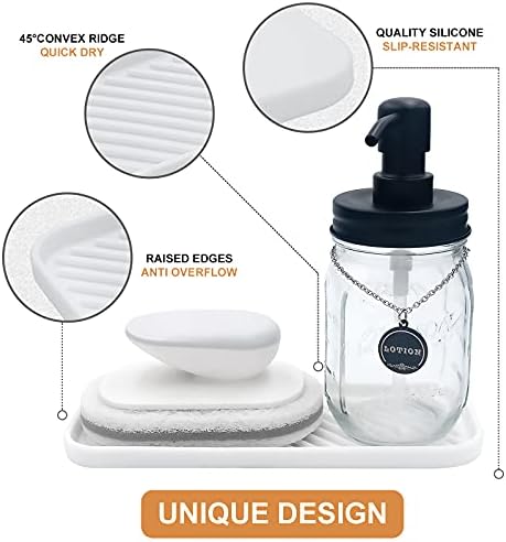 Silicone Organizer Tray, Soap and Sponge Holder, 2 Pack, White