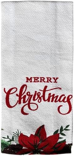 Red Poinsettia Flower 10 Pcs Tapestry Kitchen Set with Merry Christmas