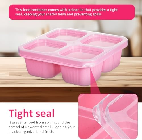 VALICLUD 4 Pcs Four Compartment Snack Box Container with Lid