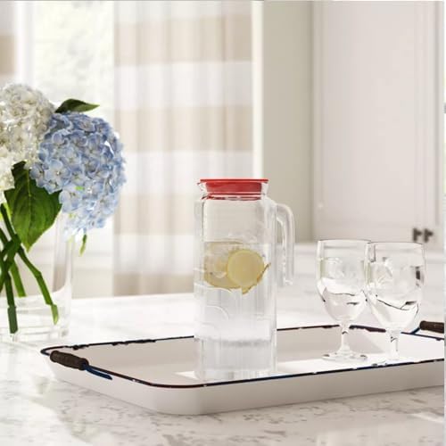 Bormioli Rocco Gelo Glass Jug with White Lid, 41 Oz - Clear