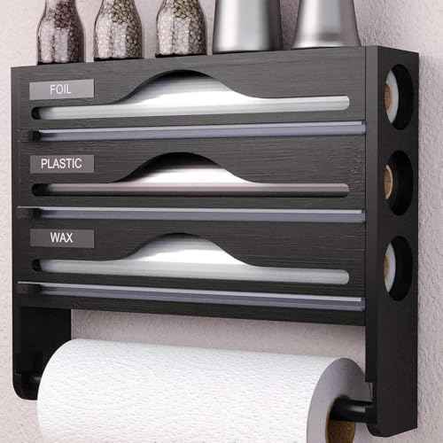 Cling Film and Foil Dispenser - Wall-Mounted Foil Cutters Organizer