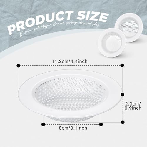 Retisee 2 Pcs Kitchen Sink Drain Strainer 4.4 Inch,Porcelain White