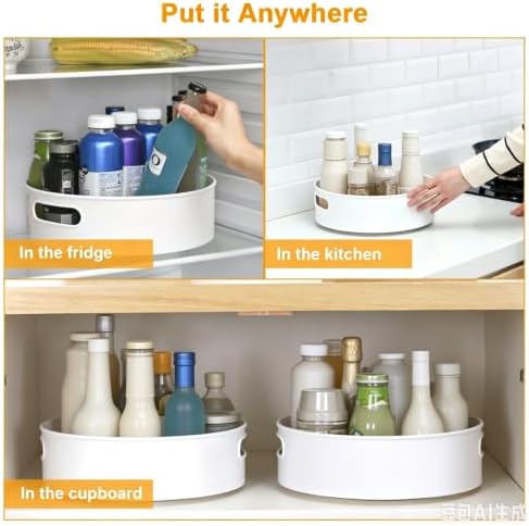 Semlos 360° Rotating Lazy Susan Organizers, 2 Packs 9" and 12" Turntable Spice Rack Organisers for Kitchen Organization and Storage, Non-Slip Under Sink Organizer for Bathroom Pantry Cupboard