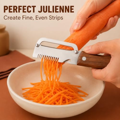 2-Piece Vegetable Peeler Set with Wooden Handles, Stainless Steel