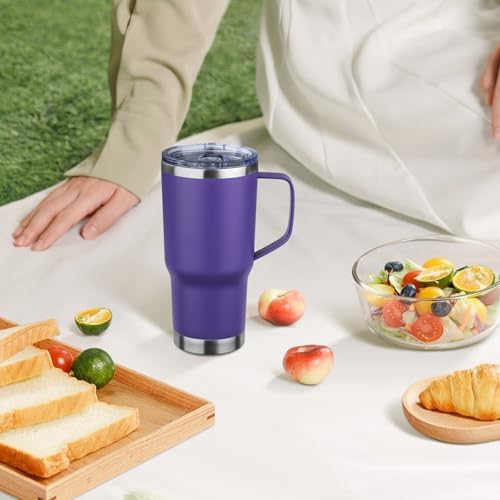 20oz Insulated Tumbler with Handle Stainless Steel Travel Coffee Mug