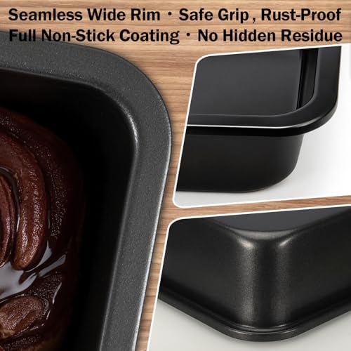 8x8 Baking Pan Set of 2, Square Cake Pan with 60 PCS Parchment Paper
