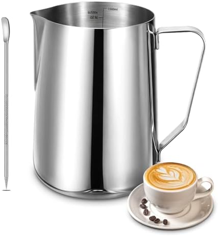 304 Stainless Steel Milk Frothing Pitcher 50oz, Steaming Pitchers with